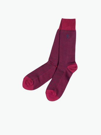 London Sock Co Bond St. Herringbone Socks Herringbone Bordeaux