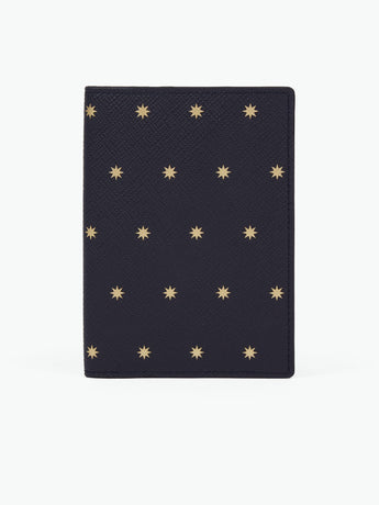 Smythson Passport Cover Stars Navy