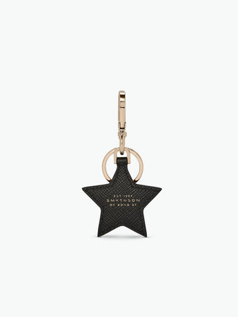 Smythson Star Keyring in Panama Black