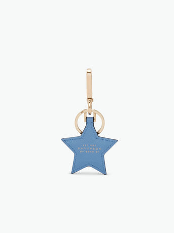 Smythson Star Keyring in Panama Nile Blue