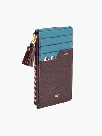 Anya Hindmarch Peeping Eyes Zip Card Case Claret
