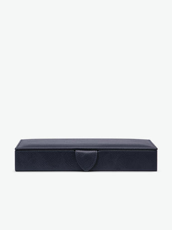 Smythson Panama Cufflink Box in Navy