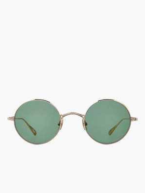 Garrett Leight X Ozzy Sunglasses 12K White Gold Semi-Flat Veridian